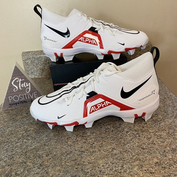 Nike Alpha‎ Menace 3 Shark Football Cleats White / Red (CV0582-103) Mens Size 14 main image 9